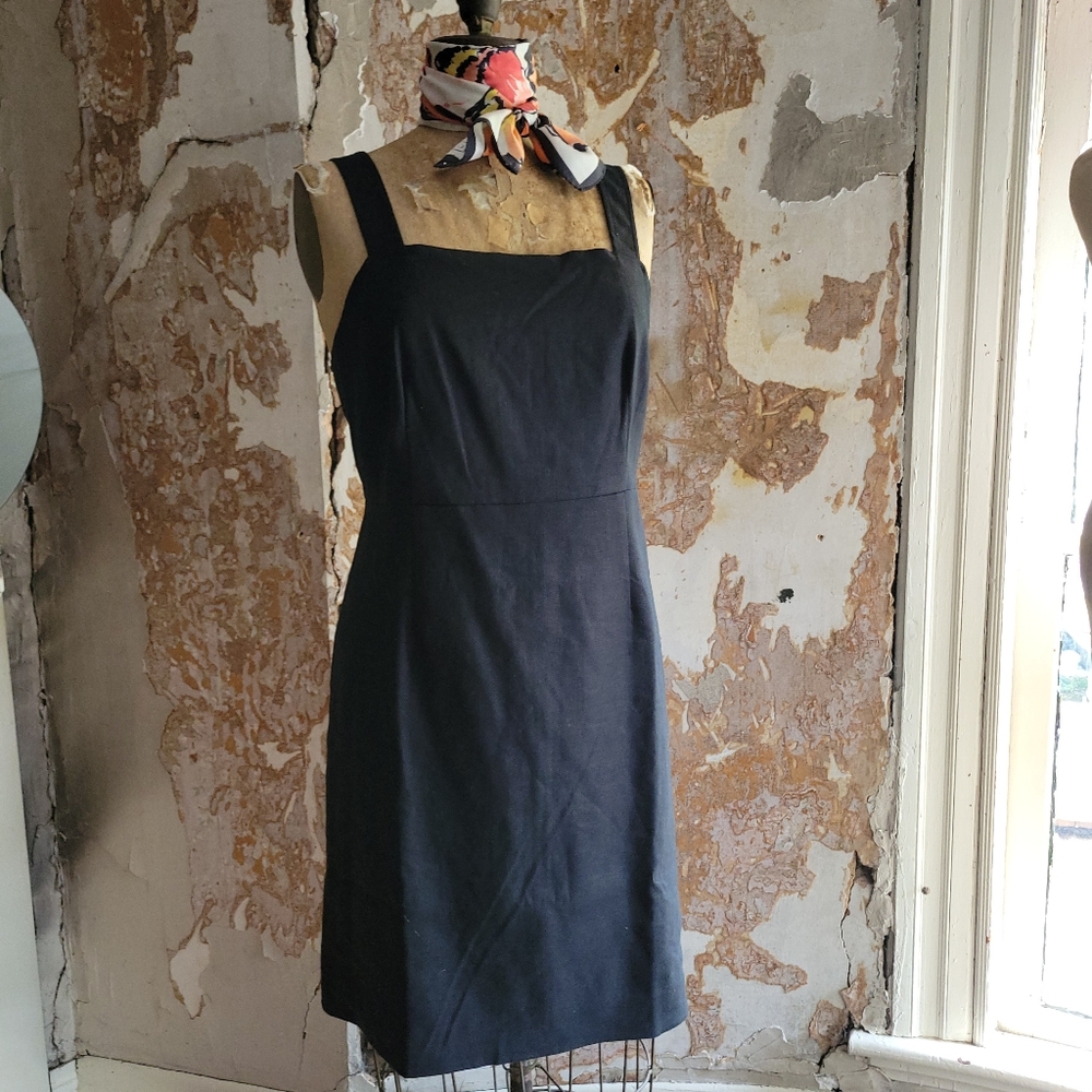 JCREW Squareneck A-line dress in stretch linen blend